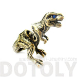 Fake Gauge Earrings: Realistic Tyrannosaurus T-Rex Animal Shaped Faux Plug Stud Earrings in Brass | DOTOLY