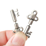 Fake Gauge Skeleton Key Shaped Faux Plug Stud Earrings in Black