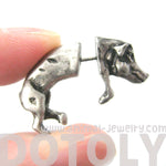 Fake Gauge Earrings: Wild Boar Pig Animal Shaped Plug Earrings in Silver | DOTOLY