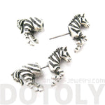 Fake Gauge Earrings: Zebra Horse Animal Shaped Stud Plug Earrings in Silver | DOTOLY