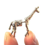 Fake Gauge Earrings: Realistic Giraffe Shaped Animal Faux Plug Stud Earrings in Shiny Gold | DOTOLY