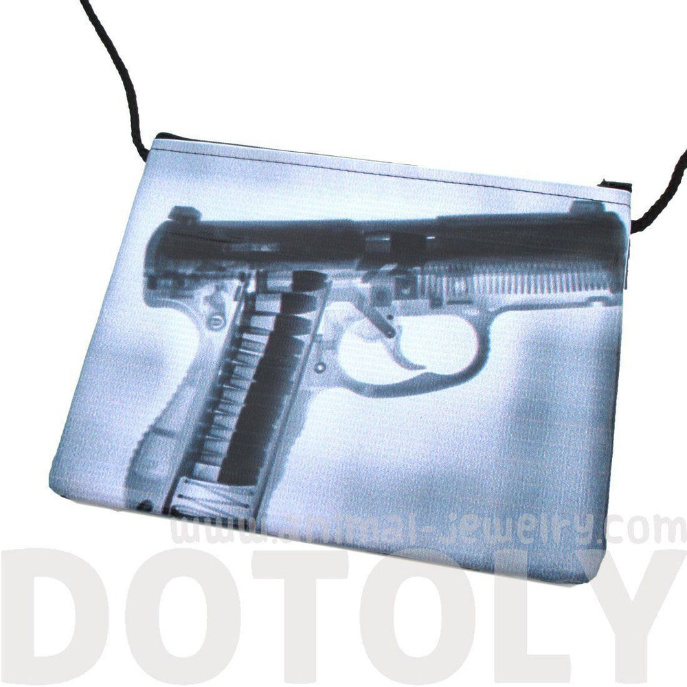 Fake X-Ray Loaded Revolver Gun Print Rectangular Shaped Cross Body Bag | DOTOLY