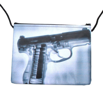 Fake X-Ray Loaded Revolver Gun Print Rectangular Shaped Cross Body Bag | DOTOLY
