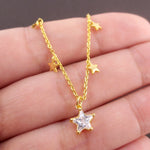 Falling Stars Charm Shaped Dangling Choker Necklace in Gold or Silver