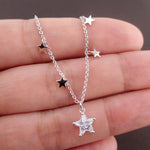 Falling Stars Charm Shaped Dangling Choker Necklace in Gold or Silver
