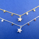 Falling Stars Charm Shaped Dangling Choker Necklace in Gold or Silver