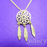 Feathered Dream Catcher Shaped Charm Necklace in Gold | DOTOLY | DOTOLY