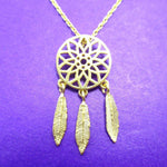 Feathered Dream Catcher Shaped Charm Necklace in Gold | DOTOLY | DOTOLY