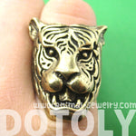 Fierce Tiger Lion Shaped Animal Ring in Brass with Animal Print Details | DOTOLY | DOTOLY