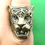 Fierce Tiger Lion Shaped Animal Ring in Brass with Animal Print Details | DOTOLY | DOTOLY