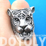Fierce Tiger Lion Shaped Animal Ring in Silver with Animal Print Details | DOTOLY | DOTOLY