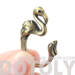Flamingo Bird Shaped Animal Wrap Around Ring in Brass | Sizes 4 to 9 Available | DOTOLY