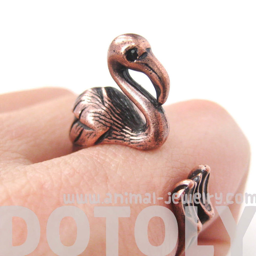 Flamingo Bird Shaped Animal Wrap Around Ring in Copper | Sizes 4 to 9 Available | DOTOLY