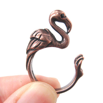 Flamingo Bird Shaped Animal Wrap Around Ring in Copper | Sizes 4 to 9