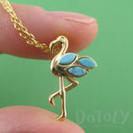 Flamingo Standing on One Leg Shaped Pendant Necklace in Gold | DOTOLY