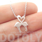 Flamingos Kissing Heart Shaped Silhouette Charm Necklace in Silver | DOTOLY | DOTOLY