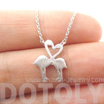 Flamingos Kissing Heart Shaped Silhouette Charm Necklace in Silver | DOTOLY | DOTOLY