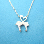 Flamingos Kissing Heart Shaped Silhouette Charm Necklace in Silver | DOTOLY | DOTOLY