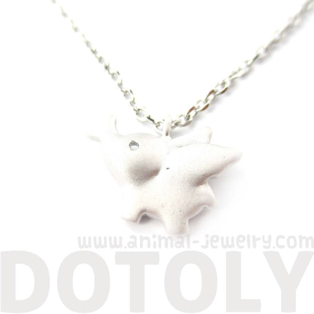 Flying Baby Elephant Shaped Pendant Necklace in Silver | Animal Jewelry | DOTOLY