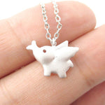 Flying Baby Elephant Shaped Pendant Necklace in Silver | Animal Jewelry | DOTOLY