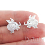 Flying Baby Elephant Shaped Stud Earrings in Silver | Animal Jewelry | DOTOLY