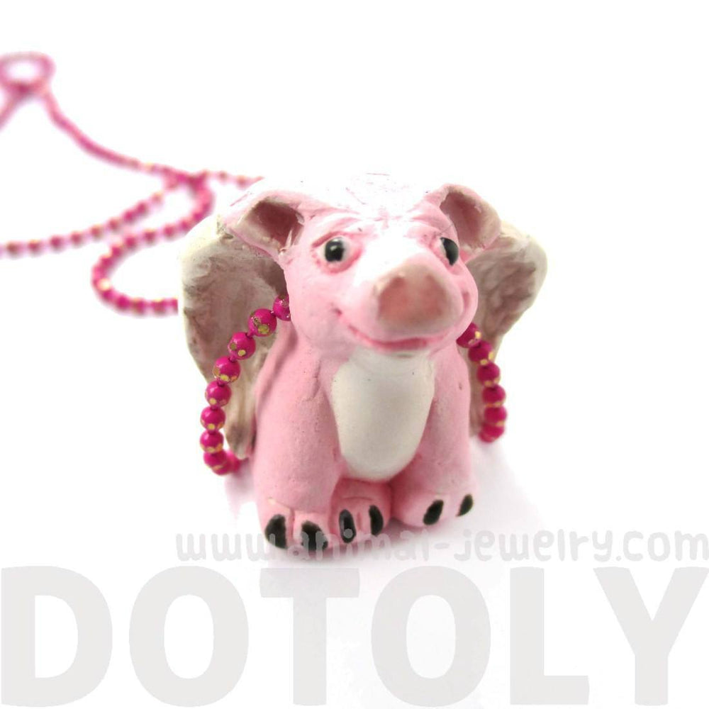 Flying Pig with Wings Shaped Porcelain Ceramic Pendant Necklace | Animal Jewelry | DOTOLY