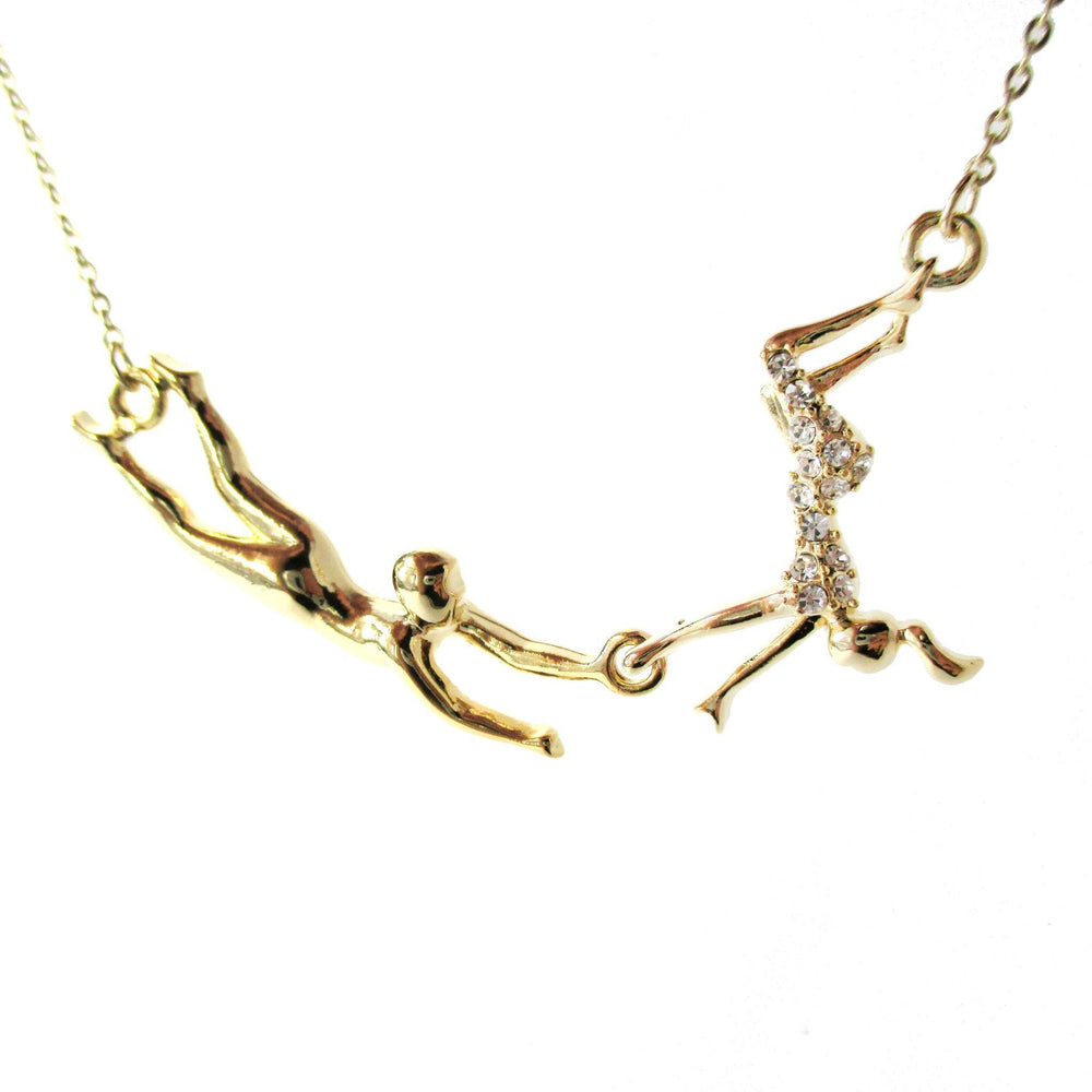 Flying Trapeze Acrobat Pendant Gymnastic Circus Themed Necklace in Gold | DOTOLY | DOTOLY