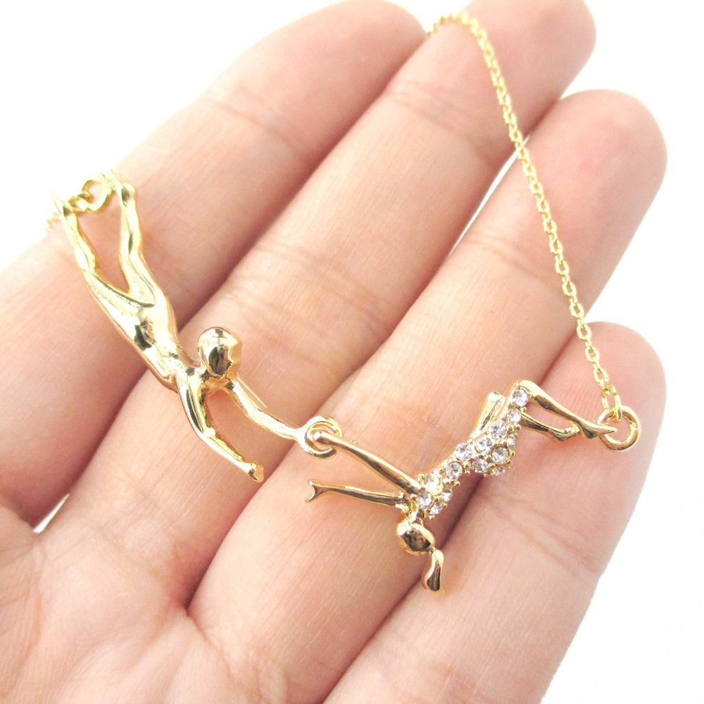 Flying Trapeze Acrobat Pendant Gymnastic Circus Themed Necklace in Gold | DOTOLY | DOTOLY