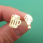 Food Themed Fried Chicken Drumstick and Beer Shaped Stud Earrings