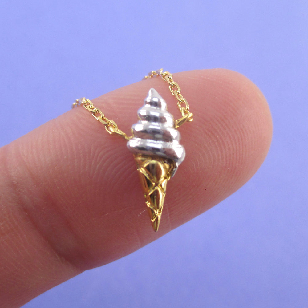 Food Themed Ice Cream Cone Shaped Pendant Necklace