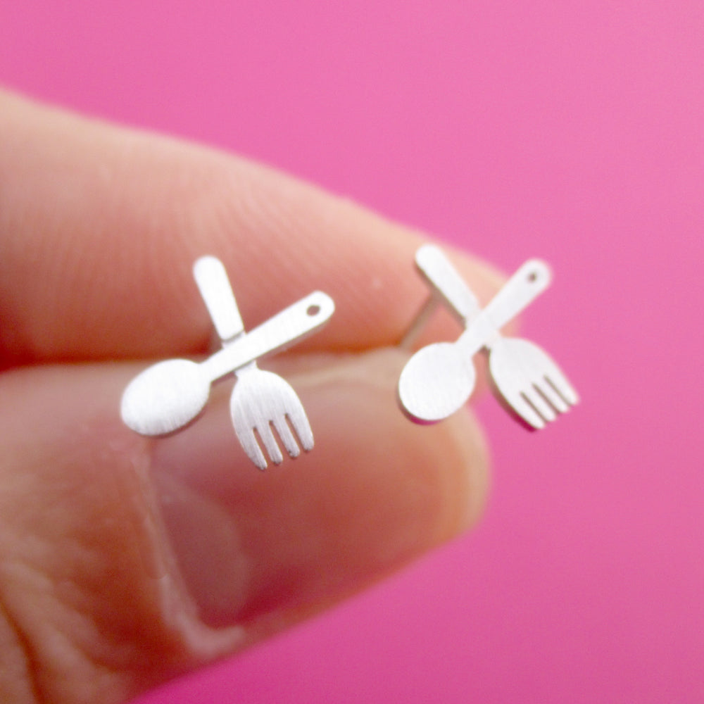 Foodie Food Lovers Themed Spoon and Fork Shaped Stud Earrings | DOTOLY