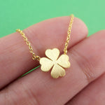 Four Leaf Clover Shaped Lucky Charm Pendant Necklace in Gold | DOTOLY