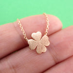 Four Leaf Clover Shaped Lucky Charm Pendant Necklace in Rose Gold | DOTOLY