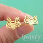 Fox Face Shaped Tribal Floral Cut Out Stud Earrings in Gold | DOTOLY