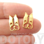 French Bulldog Face Cut Out Shaped Stud Earrings in Gold | DOTOLY | DOTOLY