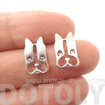 French Bulldog Face Cut Out Shaped Stud Earrings in Silver | DOTOLY | DOTOLY