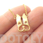 French Bulldog Face Shaped Cut Out Pendant Necklace in Gold | Animal Jewelry | DOTOLY
