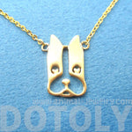 French Bulldog Face Shaped Cut Out Pendant Necklace in Gold | Animal Jewelry | DOTOLY