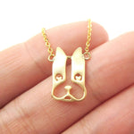 French Bulldog Face Shaped Cut Out Pendant Necklace in Gold | Animal Jewelry | DOTOLY