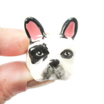 French Bulldog Frenchie Dog Shaped Enamel Animal Ring in Black and White | Limited Edition | DOTOLY
