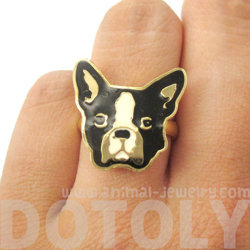 French Bulldog Puppy Dog Face Shaped Adjustable Animal Ring | Limited Edition Jewelry | DOTOLY