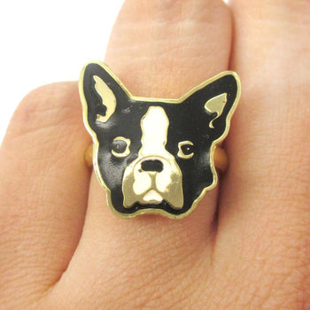 French Bulldog Puppy Dog Face Shaped Adjustable Animal Ring | Limited Edition Jewelry | DOTOLY