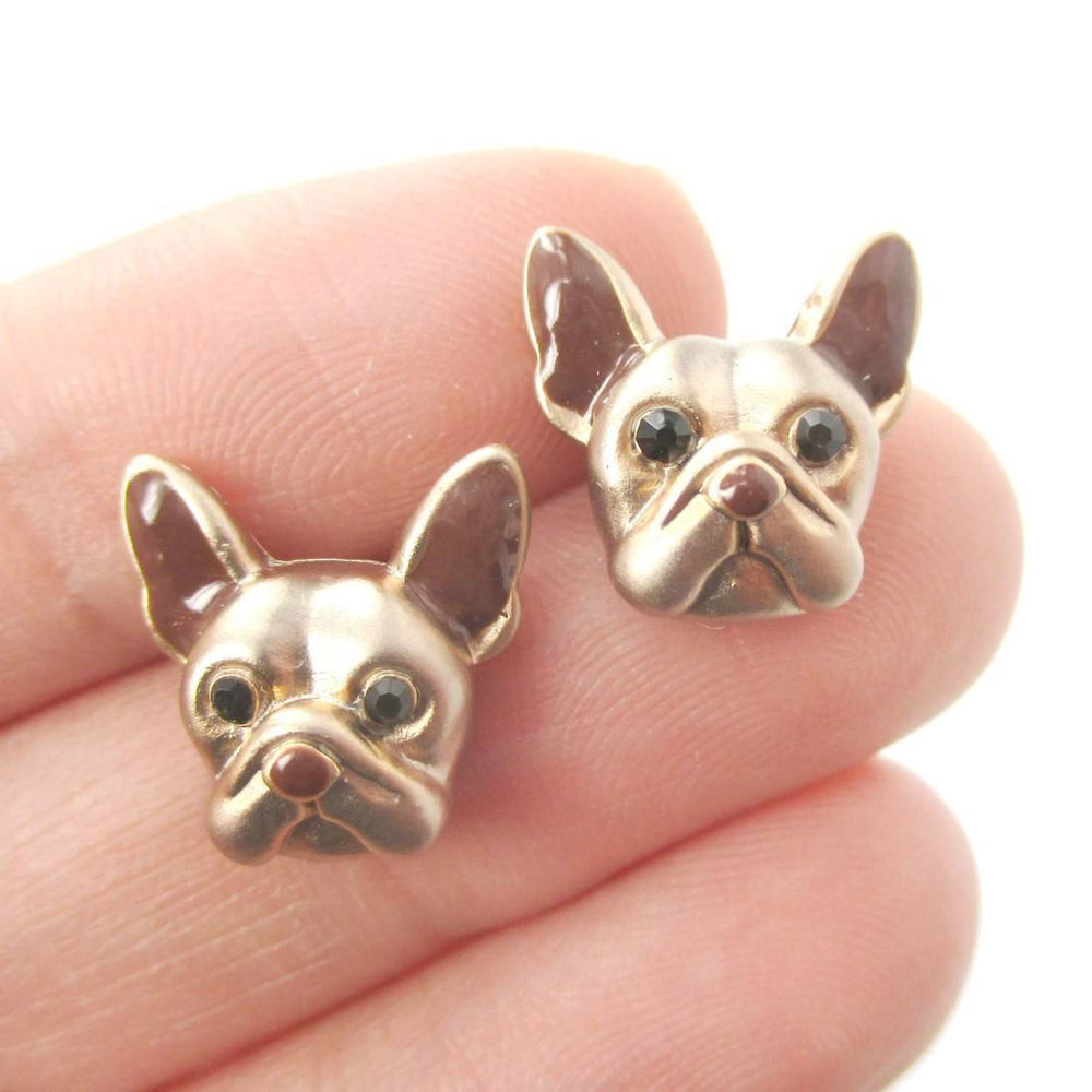 French Bulldog Puppy Face Shaped Stud Earrings | Animal Jewelry for Dog Lovers | DOTOLY