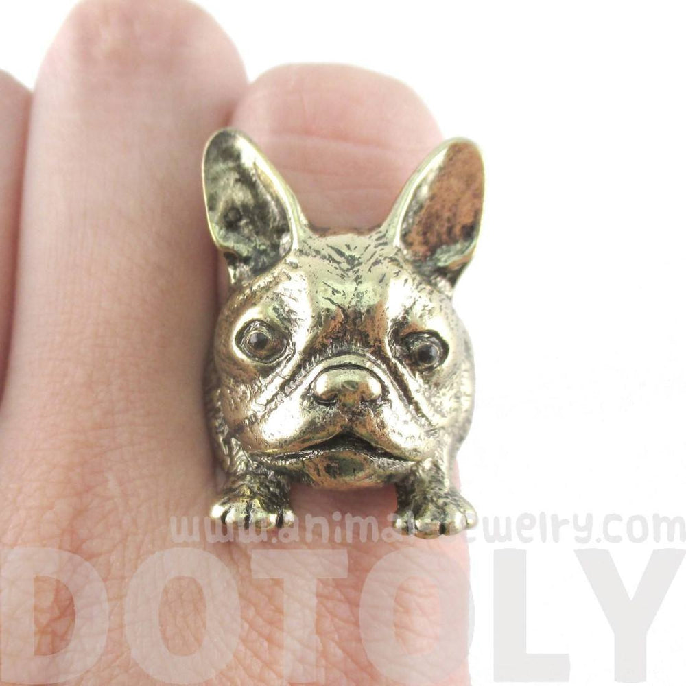 French Bulldog Puppy Head Shaped Adjustable Animal Ring | Gifts for Dog Lovers | DOTOLY