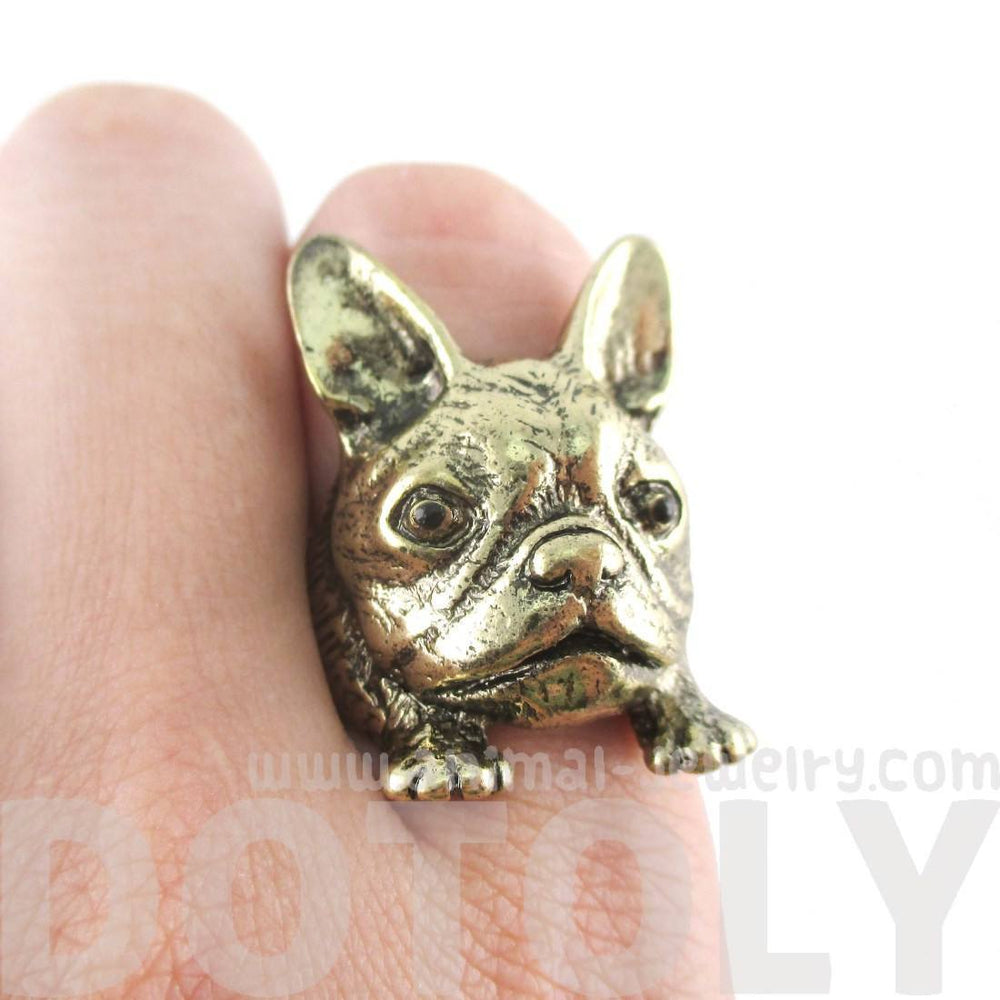 French Bulldog Puppy Head Shaped Adjustable Animal Ring | Gifts for Dog Lovers | DOTOLY