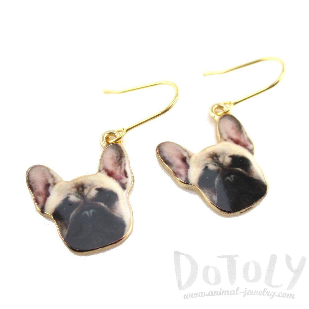 French Bulldog Puppy Shaped Dangle Drop Earrings | Animal Jewelry | DOTOLY