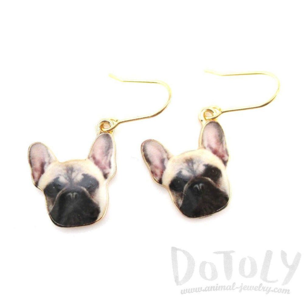French Bulldog Puppy Shaped Dangle Drop Earrings | Animal Jewelry | DOTOLY