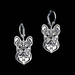 French Bulldog Puppy Shaped Drop Dangle Earrings in Silver | Animal Jewelry | DOTOLY