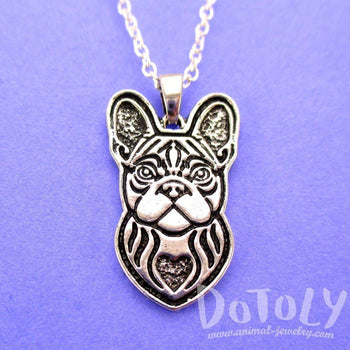French Bulldog Shaped Pendant Necklace in Silver | Animal Jewelry | DOTOLY
