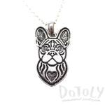 French Bulldog Shaped Pendant Necklace in Silver | Animal Jewelry | DOTOLY